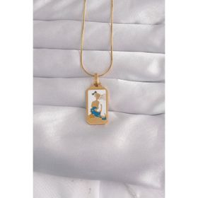 Clariss 316L Çelik Gold Renk Beyaz Mineli Kız Figür Tarot Kolye