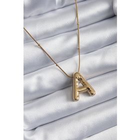 Clariss 316L Çelik Gold Renk Bubble A Harf Model Kadın Kolye