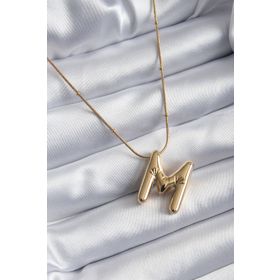 Clariss 316L Çelik Gold Renk Bubble M Harf Model Kadın Kolye