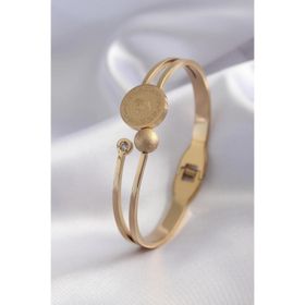 Clariss 316L Çelik Gold Renk Çeyrek Altın Zirkon Taş Detay Kadın Kelepçe