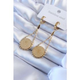 Clariss 316L Çelik Gold Renk Çeyrek Model Kadın Küpe