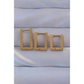 Clariss 316L Çelik Gold Renk Dikdörtgen Küpe Seti
