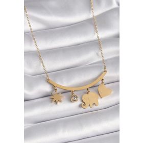 Clariss 316L Çelik Gold Renk Fil Figür Zirkon Taş Detay Kadın Kolye