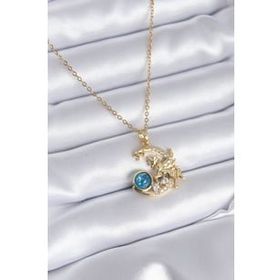 Clariss 316L Çelik Gold Renk Hilal Ay Tek Boynuzlu At Model Zirkon Taş Detay Kadın Kolye