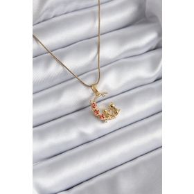 Clariss 316L Çelik Gold Renk Hilal Kedi Model Zirkon Taşlı Detay Kadın Kolye