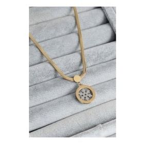Clariss 316L Çelik Gold Renk İtalyan Zincir Model Gümüş Kar Tanesi Figür Kadın Kolye
