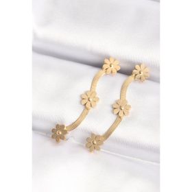 Clariss 316L Çelik Gold Renk İtalyan Zincir Papatya Küpe