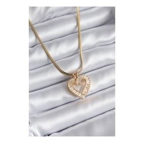 Clariss 316L Çelik Gold Renk İtalyan Zincir Zirkon Taşlı Kalp Model Kadın Kolye