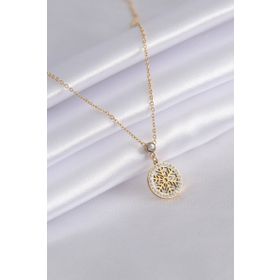 Clariss 316L Çelik Gold Renk Kar Tanesi Model Zirkon Taşlı Kadın Kolye