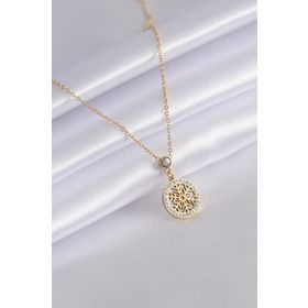 Clariss 316L Çelik Gold Renk Kar Tanesi Model Zirkon Taşlı Kadın Kolye