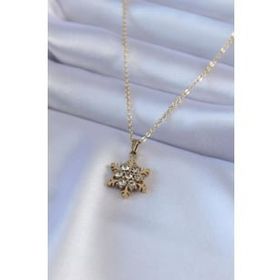 Clariss 316L Çelik Gold Renk Kar Tanesi Model Zirkon Taşlı Kadın Kolye