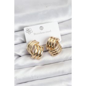Clariss 316L Çelik Gold Renk Kare Vintage Kadın Küpe