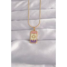 Clariss 316L Çelik Gold Renk Karışık Mineli Ay Figür Tarot Kolye