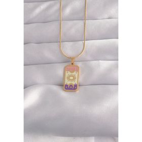 Clariss 316L Çelik Gold Renk Karışık Mineli Ay Figür Tarot Kolye