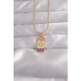 Clariss 316L Çelik Gold Renk Karışık Mineli Ay Figür Tarot Kolye
