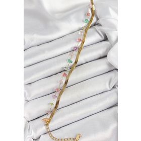 Clariss 316L Çelik Gold Renk Kristal Karışık Renkli Taşlı Kadın Bileklik