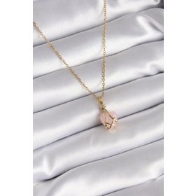 Clariss 316L Çelik Gold Renk Pembe Kalp Model Kadın Kolye