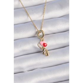 Clariss 316L Çelik Gold Renk Renkli Kalp Figür Charm Model Kadın Kolye