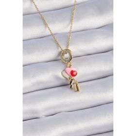 Clariss 316L Çelik Gold Renk Renkli Kalp Figür Charm Model Kadın Kolye
