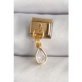 Clariss 316L Çelik Gold Renk Sallantı Damla Zirkon Taşlı Nomination Charm