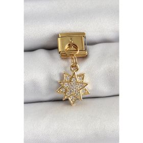 Clariss 316L Çelik Gold Renk Sallantı Zirkon Taşlı Yıldız Model Nomination Charm