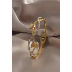 Clariss 316L Çelik Gold Renk Sarmal Kelebek Model Zirkon Taşlı Kadın Kelepçe