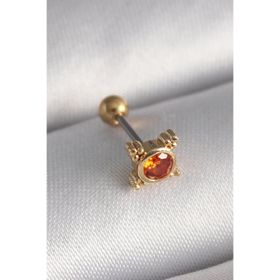 Clariss 316L Çelik Gold Renk Turuncu Zirkon Taşlı Tragus Piercing