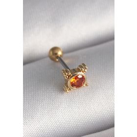 Clariss 316L Çelik Gold Renk Turuncu Zirkon Taşlı Tragus Piercing