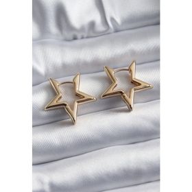Clariss 316L Çelik Gold Renk Yıldız Model Nazar Boncuk Kadın Küpe Seti