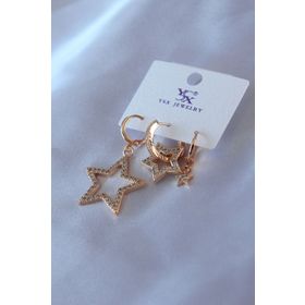 Clariss 316L Çelik Gold Renk Yıldız Model Zirkon Taşlı Kadın Küpe