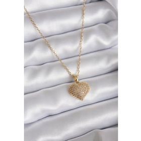 Clariss 316L Çelik Gold Renk Zincir Açılır Zirkon Taş Detay Kalp Model Kadın Kolye