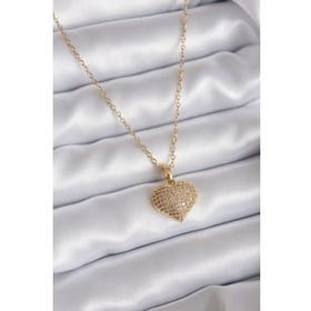 Clariss 316L Çelik Gold Renk Zincir Açılır Zirkon Taş Detay Kalp Model Kadın Kolye