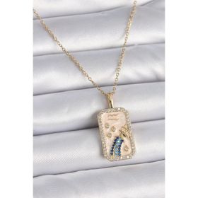 Clariss 316L Çelik Gold Renk Zincir Kova Burcu Zirkon Taşlı Kadın Kolye