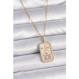 Clariss 316L Çelik Gold Renk Zincir Terazi Burcu Zirkon Taşlı Kadın Kolye