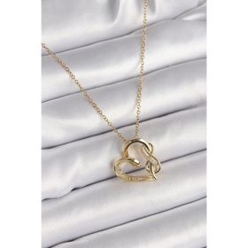 Clariss 316L Çelik Gold Renk Zincir Zirkon Taş Detaylı Kalp Model Sonsuzluk Detay Kadın Kolye