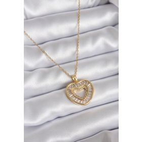 Clariss 316L Çelik Gold Renk Zincir Zirkon Taş Kalp Model Kadın Kolye