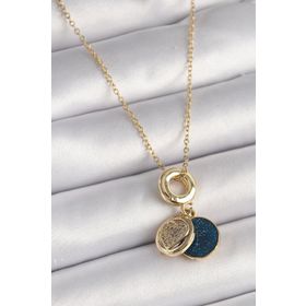 Clariss 316L Çelik Gold Renk Zincir Zirkon Taşlı Kalp Model Mavi Simli Kadın Kolye