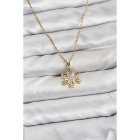 Clariss 316L Çelik Gold Renk Zincir Zirkon Taşlı Kar Tanesi Model Kadın Kolye