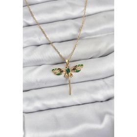 Clariss 316L Çelik Gold Renk Zincir Zirkon Taşlı Yusufçuk Model Kadın Kolye