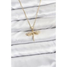 Clariss 316L Çelik Gold Renk Zincir Zirkon Taşlı Yusufçuk Model Kadın Kolye