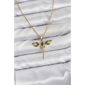 Clariss 316L Çelik Gold Renk Zincir Zirkon Taşlı Yusufçuk Model Kadın Kolye