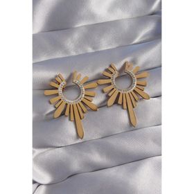 Clariss 316L Çelik Gold Renk Zirkon Taşlı Güneş Figürlü Küpe