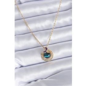 Clariss 316L Çelik Gold Renk Zirkon Taşlı Hilal Gezegen Model Kadın Kolye