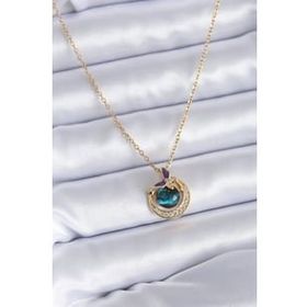 Clariss 316L Çelik Gold Renk Zirkon Taşlı Hilal Gezegen Model Kadın Kolye