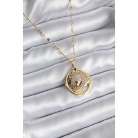 Clariss 316L Çelik Gold Renk Zirkon Taşlı Jaguar Model Kadın Kolye