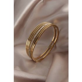 Clariss 316L Çelik Gold Renk Zirkon Taşlı Kadın Kelepçe