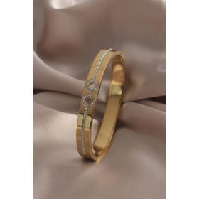 Clariss 316L Çelik Gold Renk Zirkon Taşlı Kadın Kelepçe