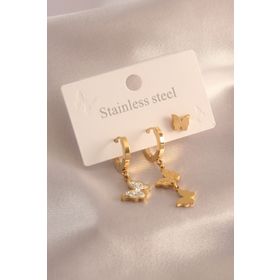 Clariss 316L Çelik Gold Renk Zirkon Taşlı Kadın Küpe