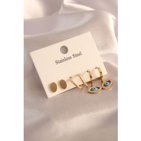 Clariss 316L Çelik Gold Renk Zirkon Taşlı Kadın Küpe