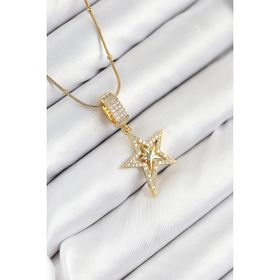 Clariss 316L Çelik Gold Renk Zirkon Taşlı Yıldız Model Kadın Kolye